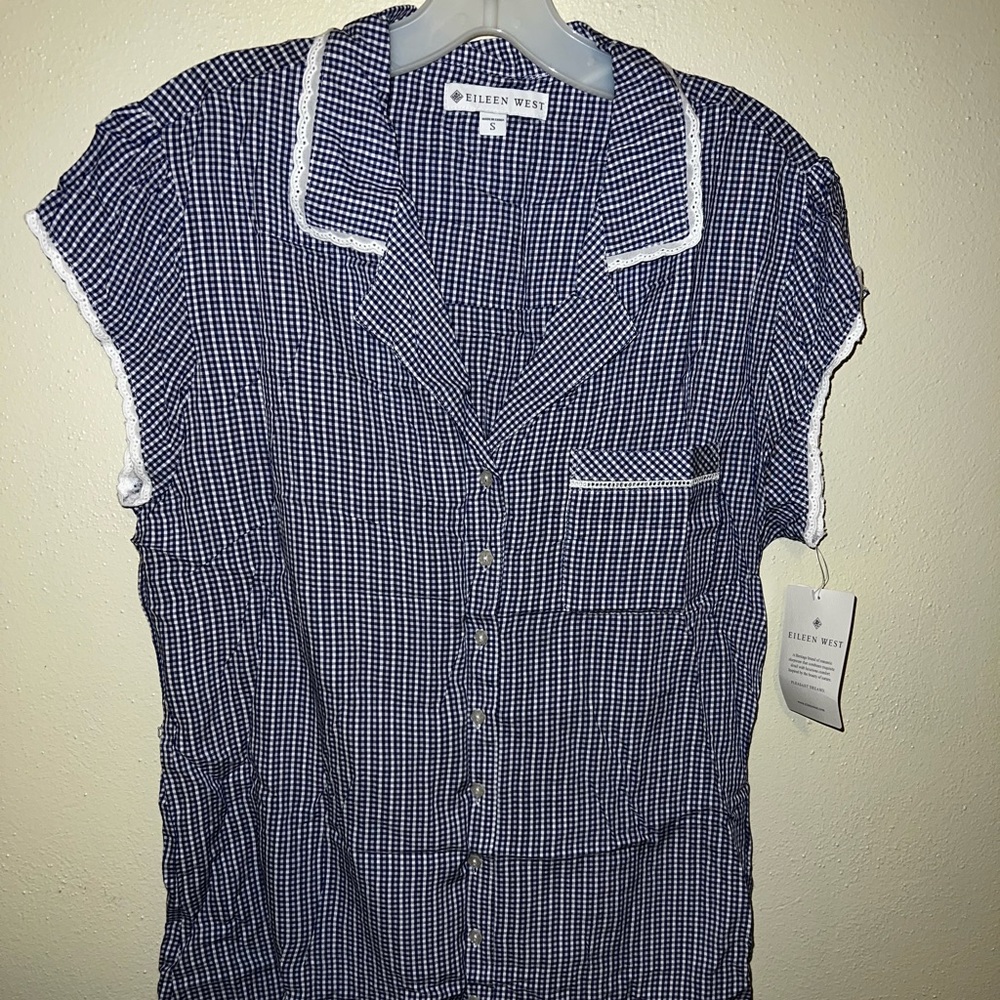 Eileen West Small 2pc Checkered elegant pajama set
